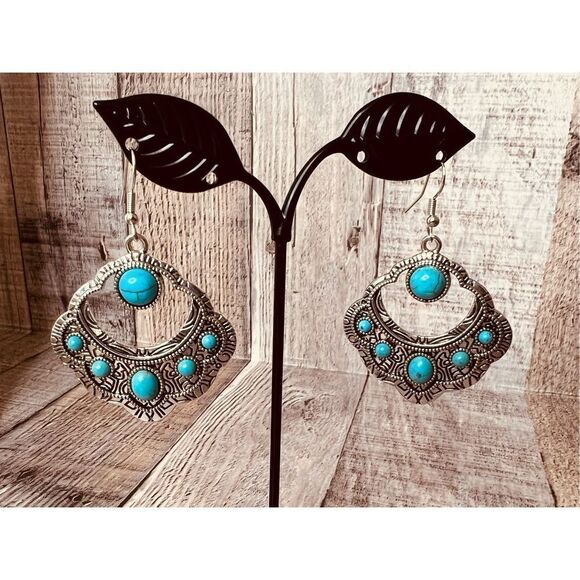 New Fashion Jewelry Set Southwest Faux Turquoise Statement Necklace Matching - Picture 9 of 15